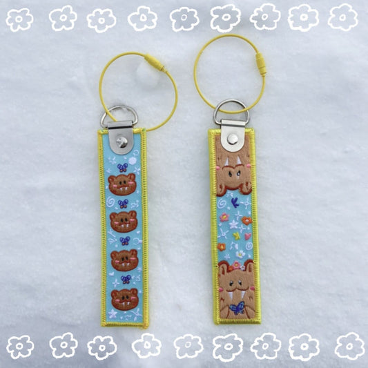 ff14 beaver friends embroidered key tag keychain
